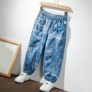 NAISIBABY Boys Pants, Elastic Waist New Fashion Prints Pocktes Kids Long Pants Multicolor 3T